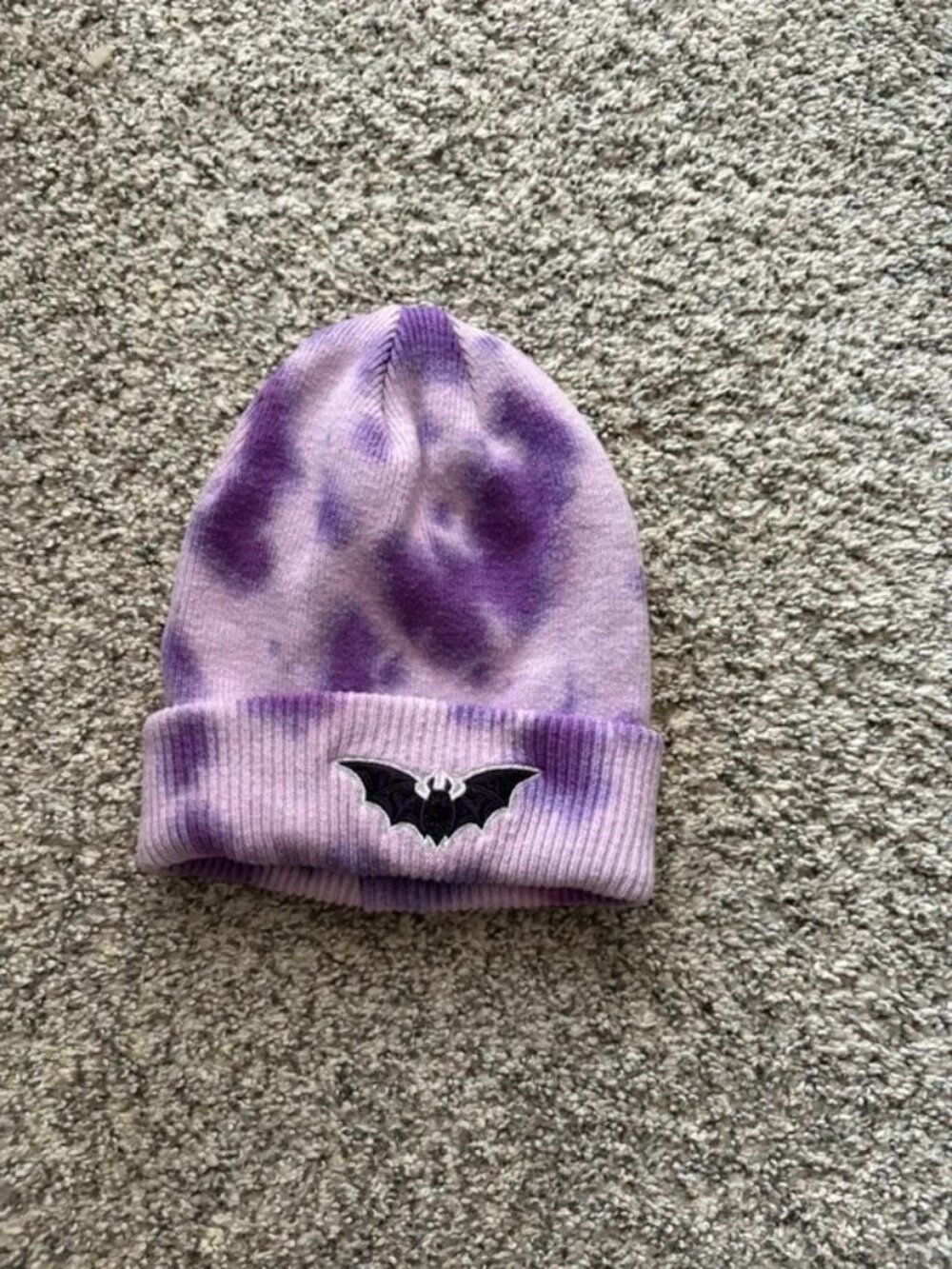Spirit Halloween Purple Tie-Dye Bat Embroidered Beanie